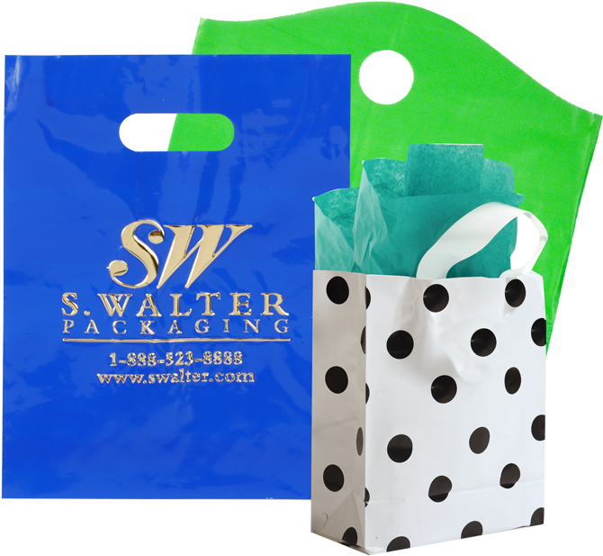 Shop By Category - Black Dot Soft Loop Handle White Bag (8" X 4" X 10 (700x700), Png Download