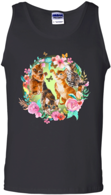 Cute Kitten Butterfly T-shirt, Cat &amp - Cobra Kai Tank Top (400x400), Png Download