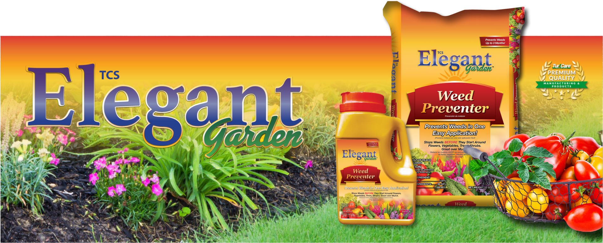 Stops Weeds Before They Start Around Flowers, Vegetables, - Turf Care Supply Corporation (2000x833), Png Download