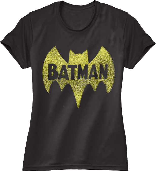 Vintage Logo Black Female T-shirtvintage Batman Logo - T-shirt (615x674), Png Download