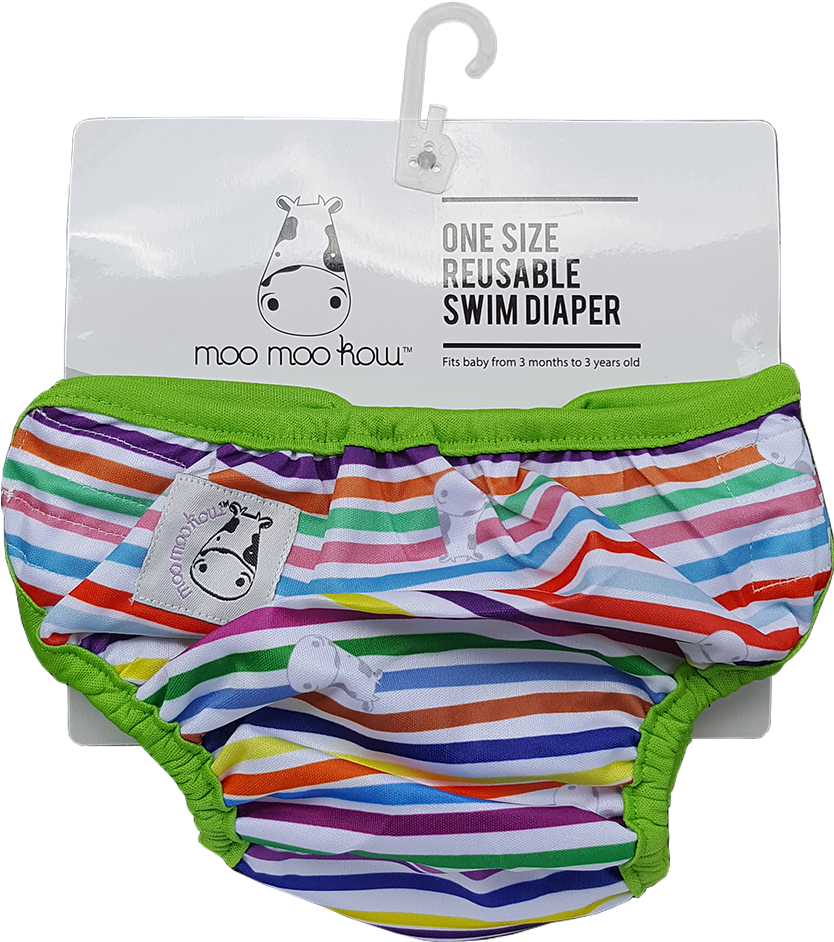 One Size Swim Diaper Rainbow With Green Border - Swim Diaper (1000x1000), Png Download