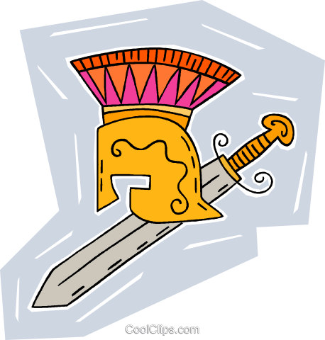 Roman Warrior's Helmet And Sword - Poetry (458x480), Png Download