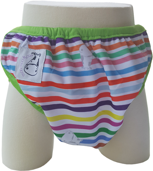 One Size Swim Diaper Rainbow With Green Border - Swim Diaper (580x580), Png Download