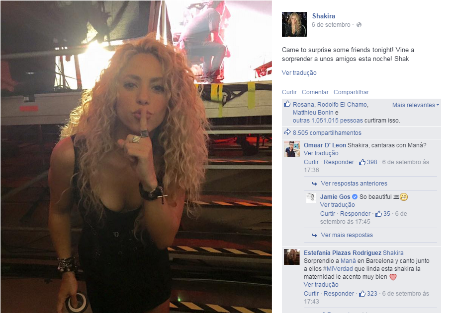 Enquanto Isso No Facebook, É Shakira Quem Manda, Com - Mana Shakira Mi Verdad Barcelona (1200x630), Png Download