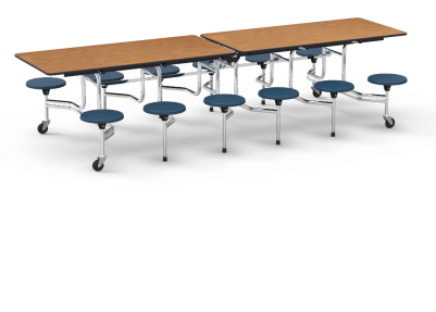 Mts Series Mobile Stool Table 120" X 30" Top 12 Stools - Cafeteria Desks (400x400), Png Download