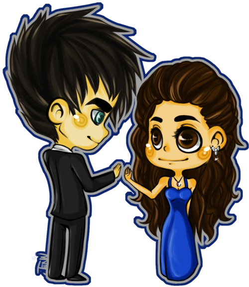 Damon Elena Mmf Dance Damon And Elena 26174806 500 - Vampire Diaries Cartoon (500x577), Png Download