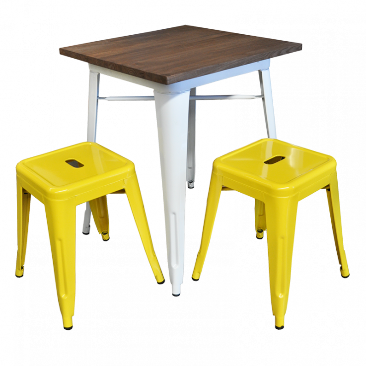 Replica Tolix Cafe Table Wood Top Smal - Table (737x737), Png Download