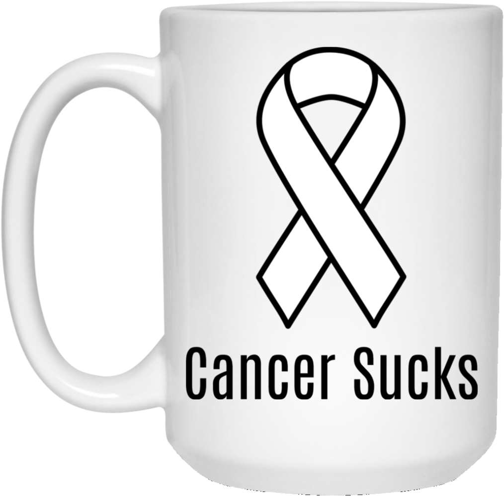 Cancer Sucks White Ribbon Lung Cancer Awareness 15 - Lung Cancer Ribbon (1024x1024), Png Download