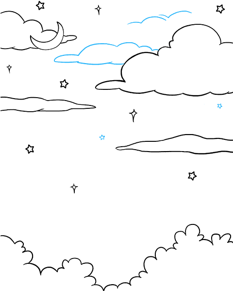 How To Draw Night Sky - Drawing (680x678), Png Download