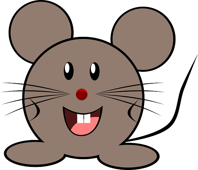 Mouse, Grey, Little, Animal, Cute, Happy - Smiling Mouse (640x549), Png Download