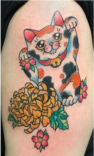 Download Rebeka Maine Tattoo Artist Lucky Cat Chrysanthemum PNG Image with  No Background 