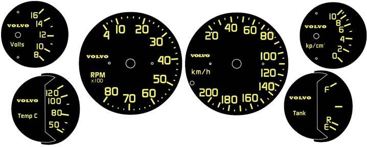 If Requested, This Set May Include A Single-digit Tach, - Two Speedometer Old Volvo (728x292), Png Download