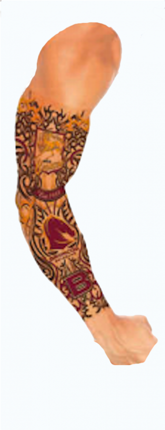 Brisbane Broncos Nrl Adult Tattoo Sleeve - Brisbane Broncos Tattoo Sleeve (800x860), Png Download