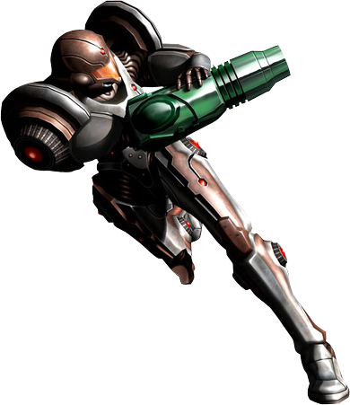 Hunted By A Mysterious Entity And A Warring Race Called - Metroid Prime 2 Echoes Dark Suit (390x451), Png Download
