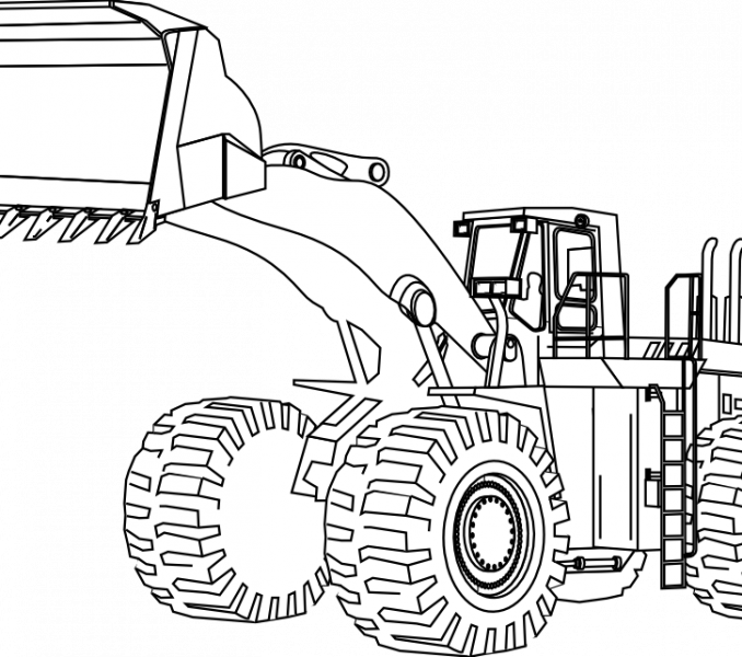 Machine Coloring Pages Construction Equipment Drawing - Погрузчик Раскраска (678x600), Png Download