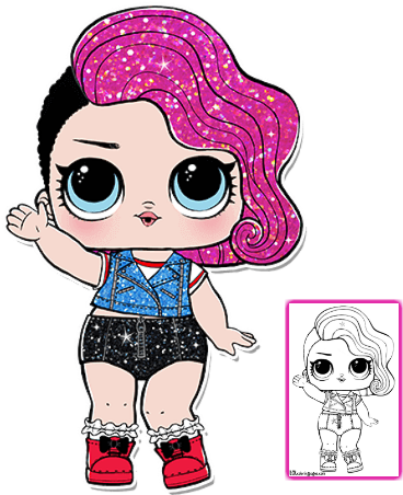 Glitter Rocker Coloring Page - Lol Surprise Glitter Rocker (403x475), Png Download