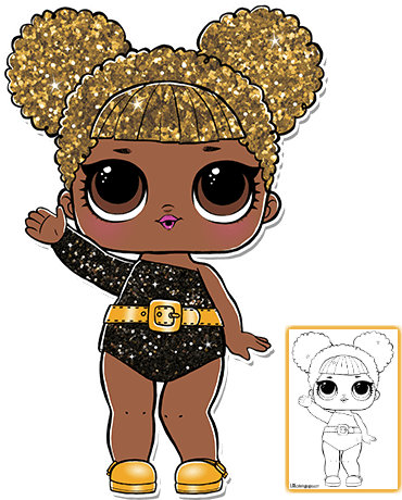 Glitter Queen Bee Coloring Page - Lol Surprise Queen Bee Glitter (389x470), Png Download