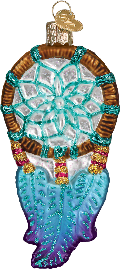 Dream Catcher Ornament - Kiwi Glass Ornament By Old World Christmas (387x387), Png Download