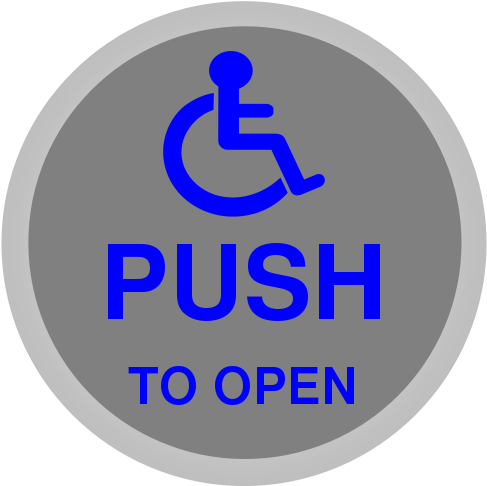 Free Push To Open Button Free Wheelchair Symbol Free - Disability Sign (566x800), Png Download