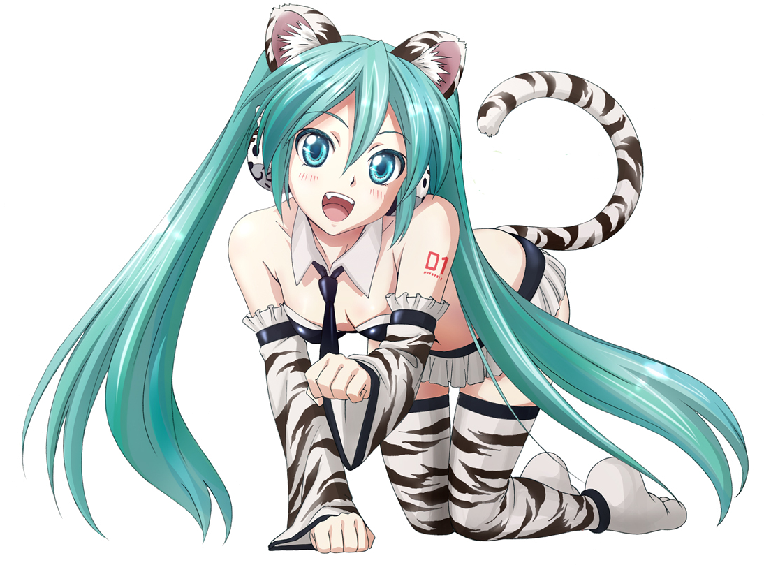 Hatsune Miku - Hatsune Miku Tiger (1101x821), Png Download