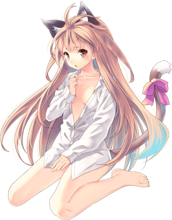 Mesh Neko - Girl Anime Summoner Cat (584x746), Png Download