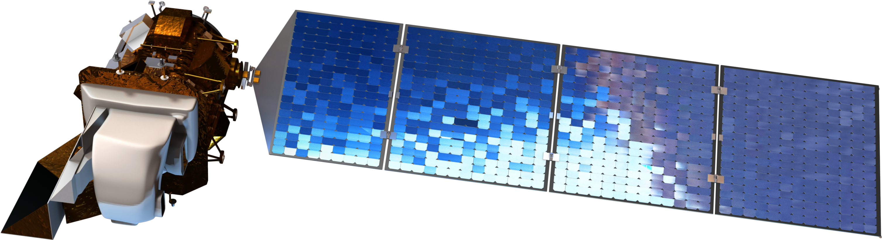 Ldcm Satellite Showing The Instruments And The Solar - Satellite Solar Panel Array (3054x860), Png Download