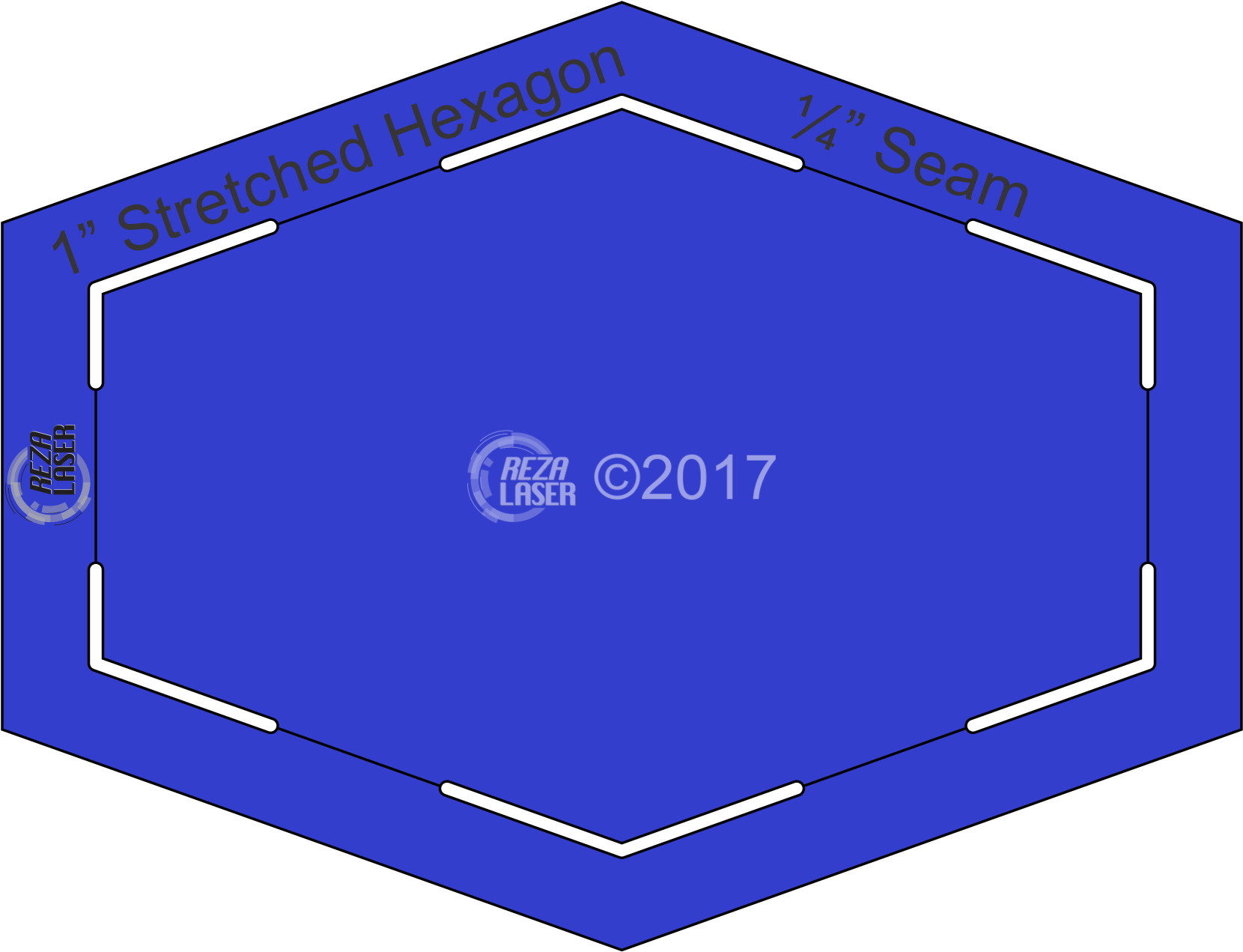 Hexagon Stretched 1″ Inch Acrylic Template Keyhole - Diagram (1659x1659), Png Download