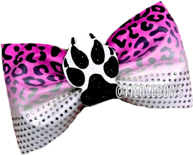 Jungle Fever Rhinestone And 3d Center Tailless Bow - Cheerleading (480x449), Png Download