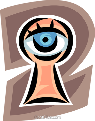 Keyhole With An Eye Looking Through It Royalty Free - Illustration (377x480), Png Download