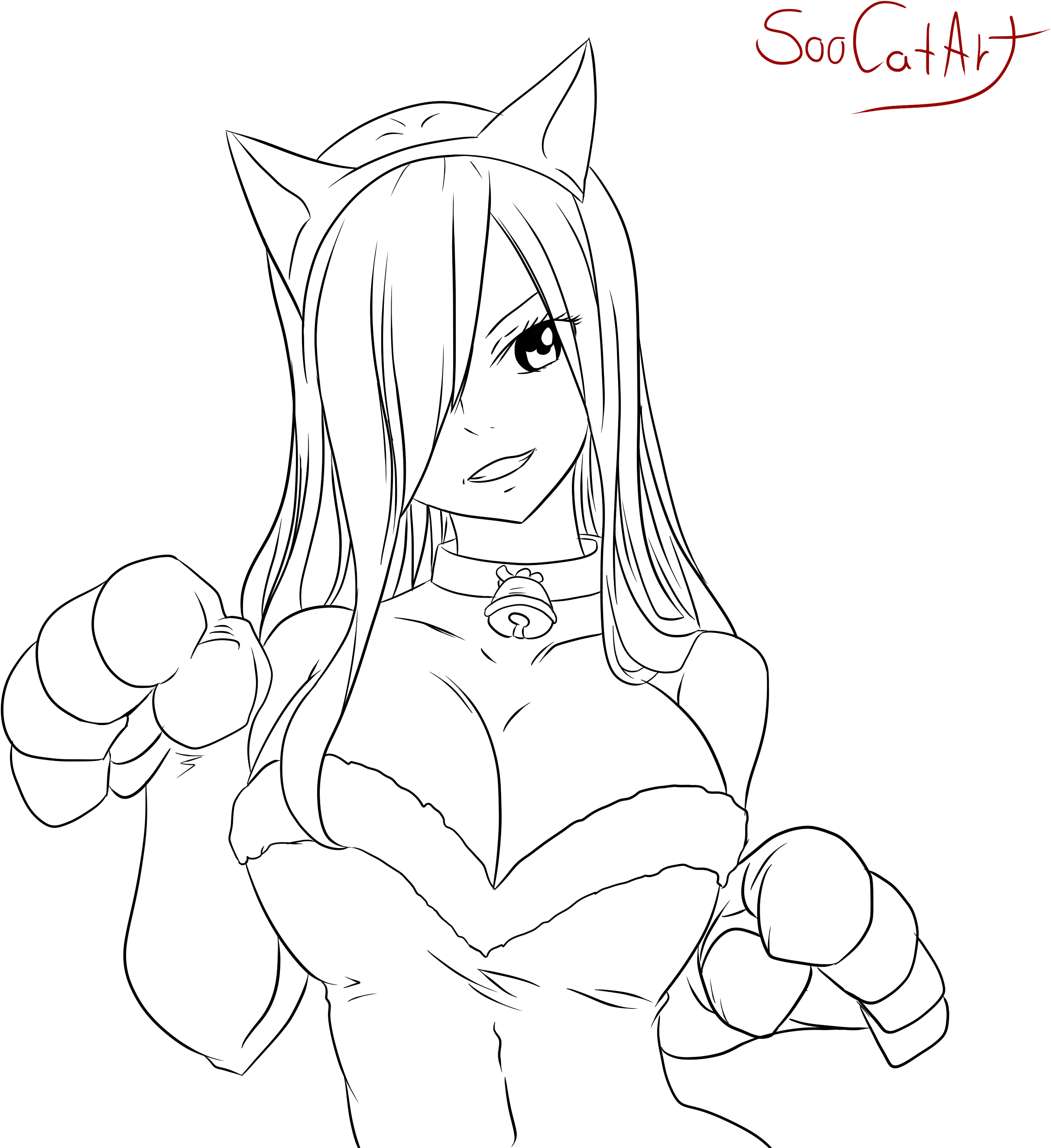 Banner Library Stock Fairy Tail Erza By Soocatart On - Fairy Tail Erza Line Art (2500x2661), Png Download