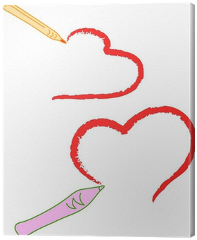 Sketch Of Pencils Drawing Two Hearts Canvas Print • - Drawing (400x400), Png Download