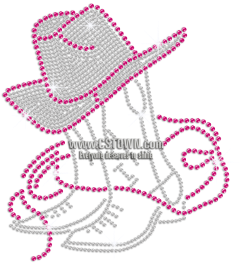 Cowgirl Boots & Hat Iron-on Rhinestone Transfer - Iron On Rhinestone Transfer (450x450), Png Download