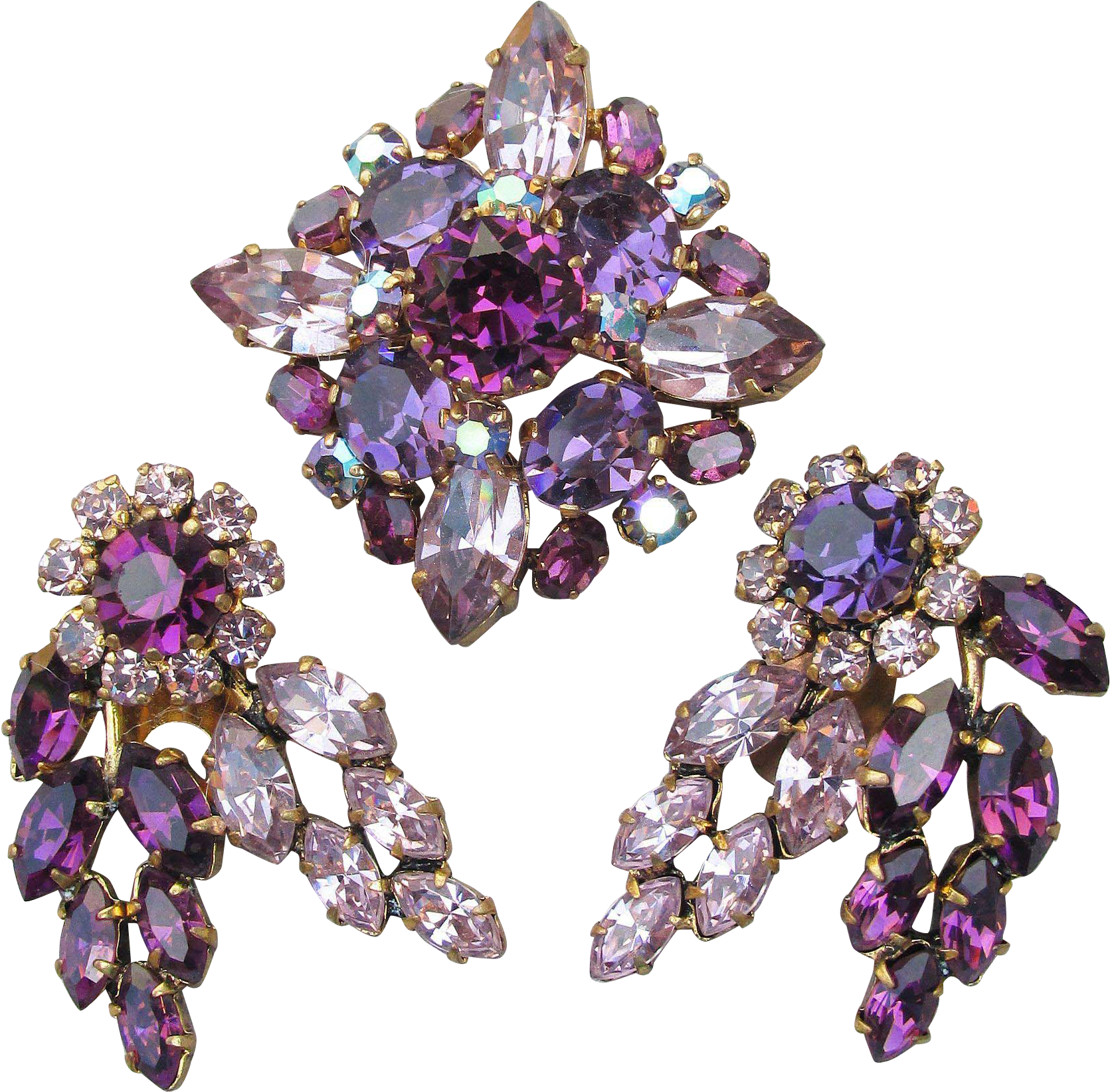 Made In Austria Vintage Lilac Purple Rhinestone Pin - Amethyst (1670x1670), Png Download