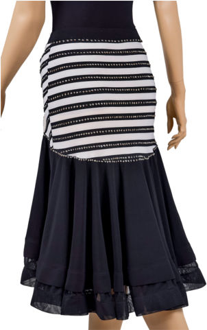 Rhinestone Asymmetrical Flounce Zebra Print Skirt - A-line (320x480), Png Download