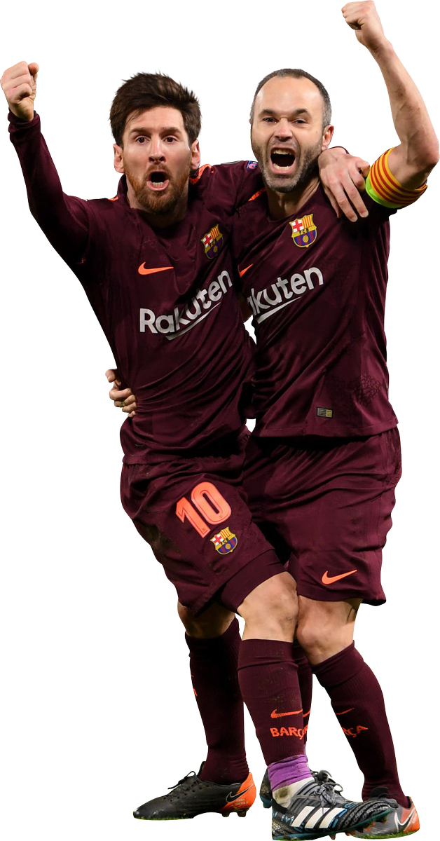 Footyrenders On Twitter - Messi And Iniesta Png (628x1200), Png Download