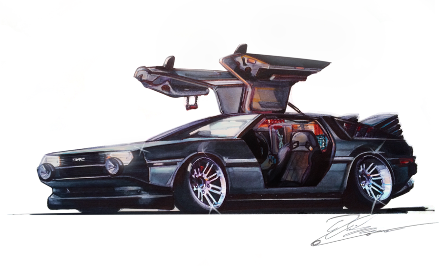 Download Scale Model Clipart Delorean Dmc-12 Model - Delorean Draw (899x551), Png Download