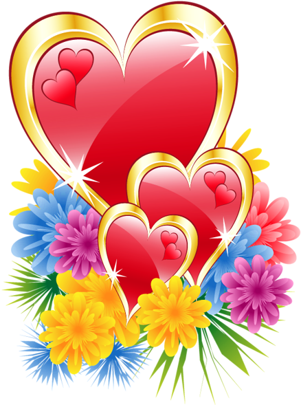 Pin By Ynnam On Png Frames/ Borders/clipart - Hearts And Flowers Png (451x600), Png Download