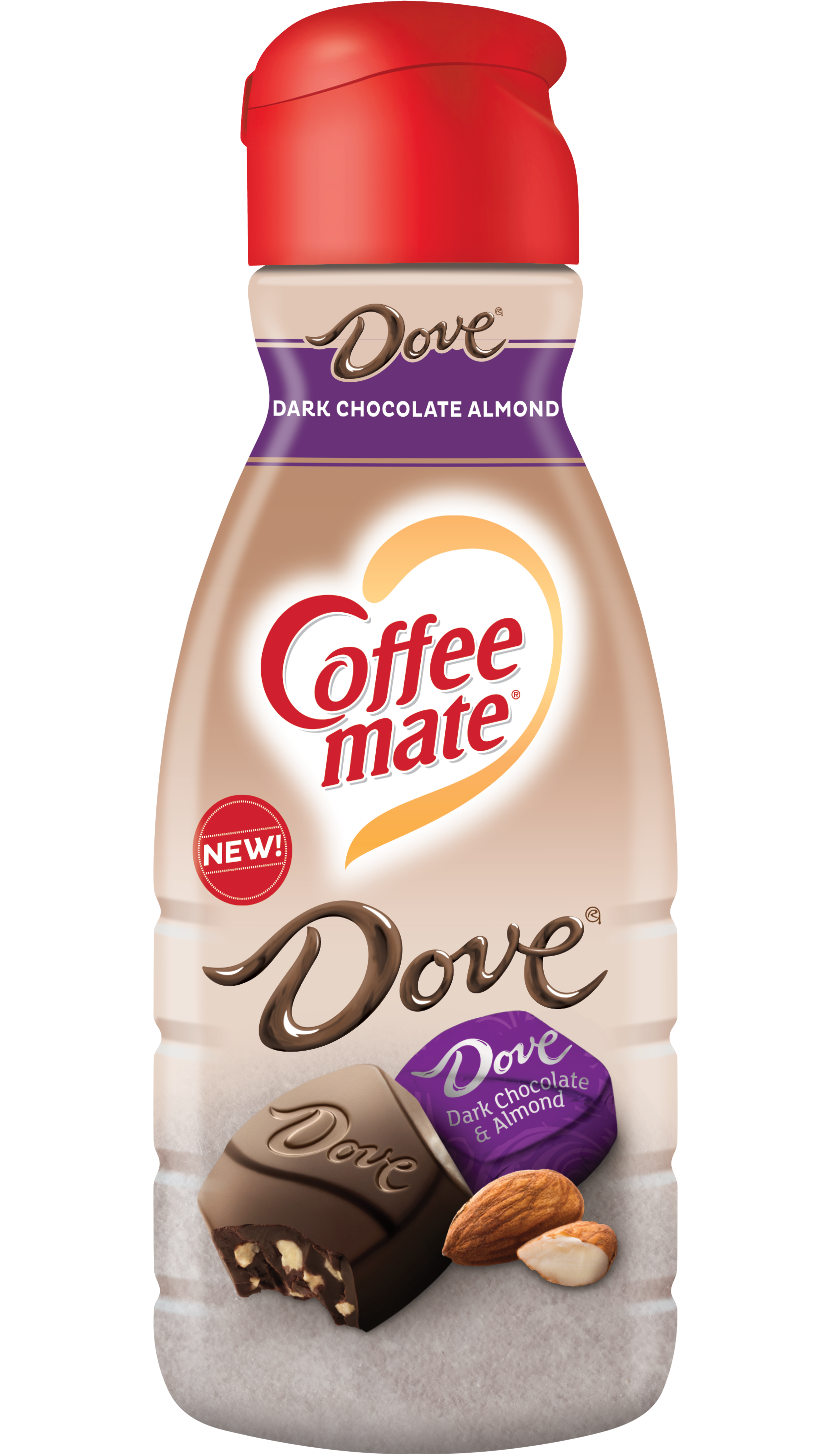 Coffee-mate's Snickers & Dove Coffee Creamers Are A - Bottle (3300x6150), Png Download