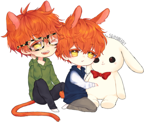 ᵕ •｡`) ♡ Kitty & Bunny ♡ - Saeran Choi Bunny (500x441), Png Download