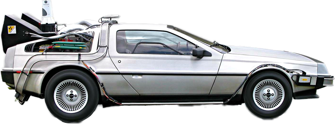 Delorean 80s Scifi Backtothefuture Cars Vintage Vintage - Delorean Back To The Future (1406x523), Png Download