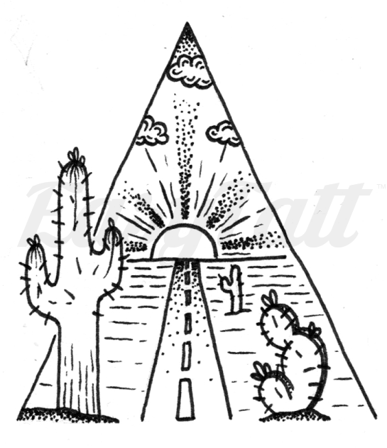 By Jill Islay Fake Tattoo, Cactus Highway - Tattoo (595x842), Png Download