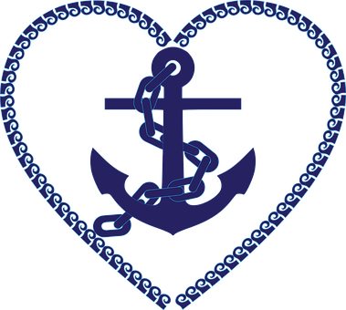 Anchor Chain Nautical Ocean Sea Water Mari - Heart Anchor Clip Art (379x340), Png Download