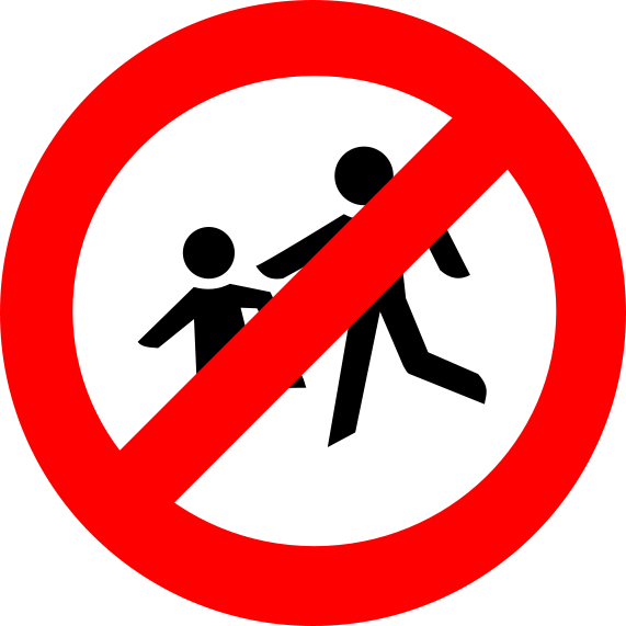 Zeichen No Children - No Pedestrian Road Sign (571x571), Png Download