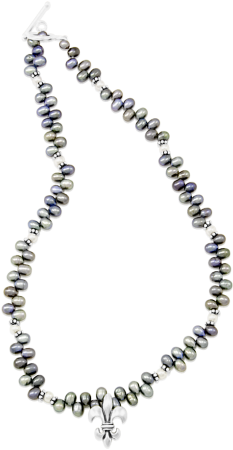 Fleur De Lis Freshwater Pearl Necklace - Mignon Faget Fleur De Lis Freshwater Pearl Necklace (350x500), Png Download