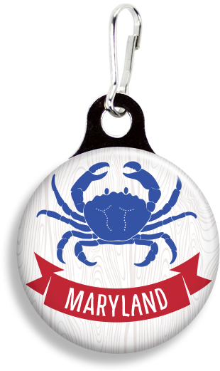 Maryland Blue Crab - Promotional Zoogee 1-1/8 Round Metal Zipper Pull Tag (353x530), Png Download
