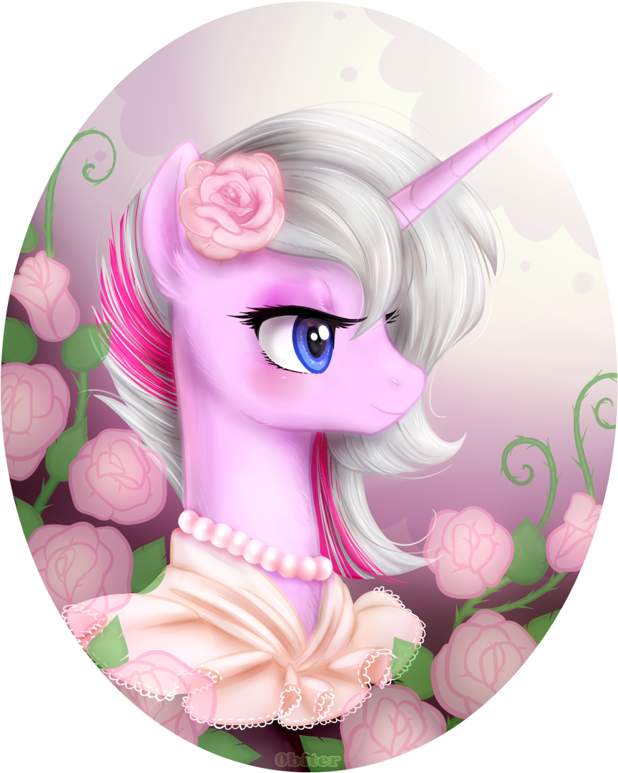 0biter, Bust, Flower, Flower In Hair, Necklace, Oc, - Pearl Necklace (941x1170), Png Download