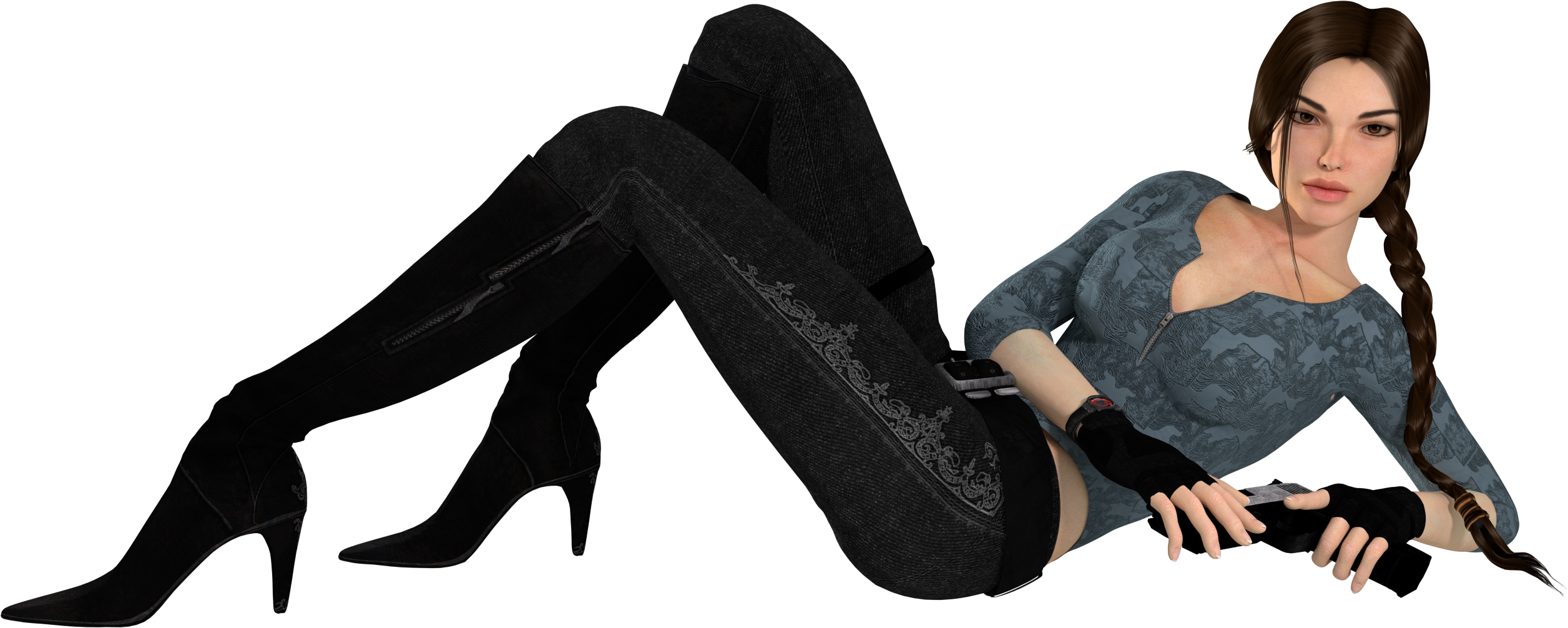 Tomb Raider - Lara Croft Sitting Transparent (2624x1128), Png Download