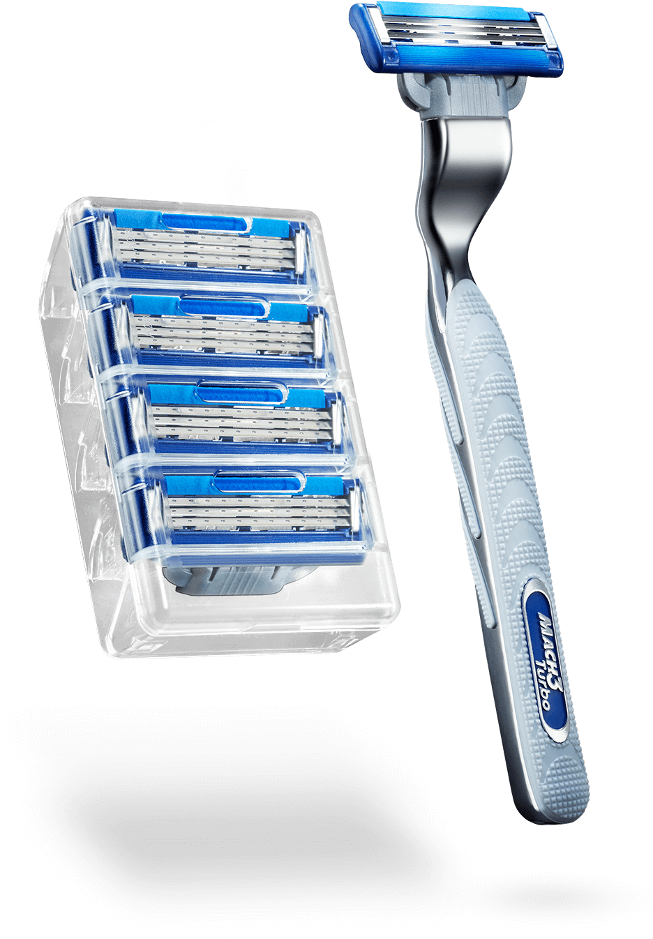 Gillette® Mach3® Turbo Bundle With 5 Razor Blade Refills - Gillette Mach 3 Turbo Blades (994x1424), Png Download