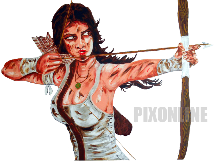 Lara Croft Png - Sword (750x563), Png Download
