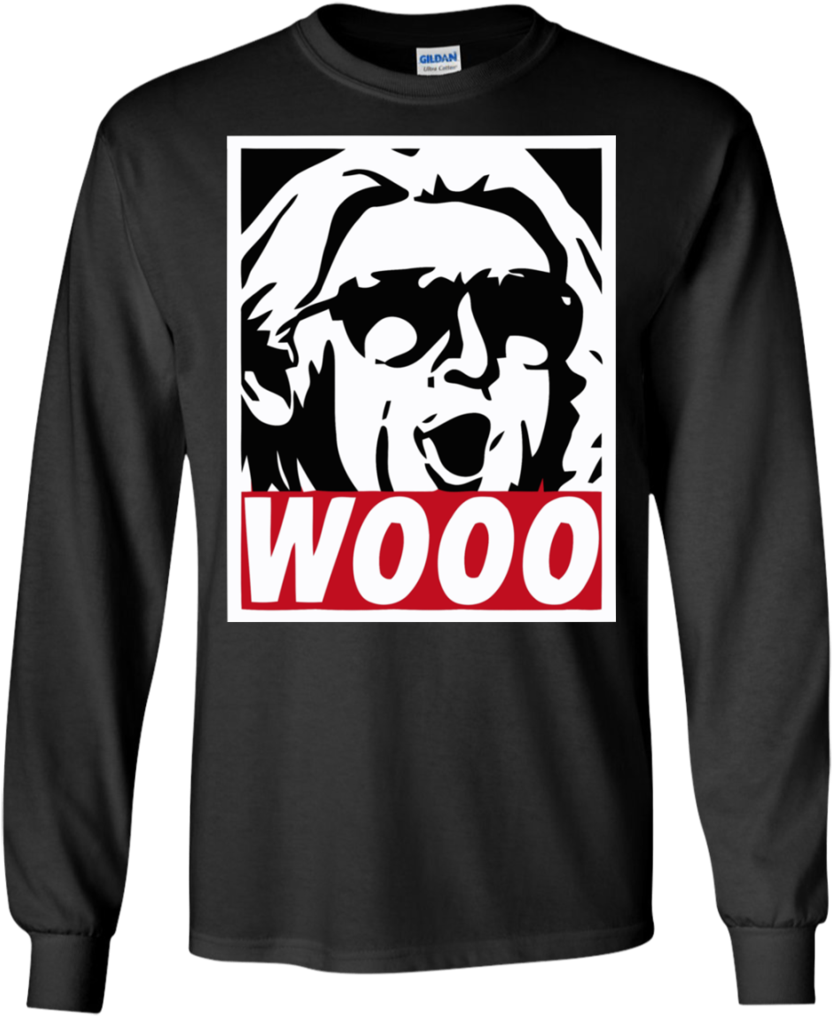 Wooo Ric Flair Shirt Funny Wrestling Nature Boy Classic - Mickey Mouse Mens Long Sleeve (1024x1024), Png Download